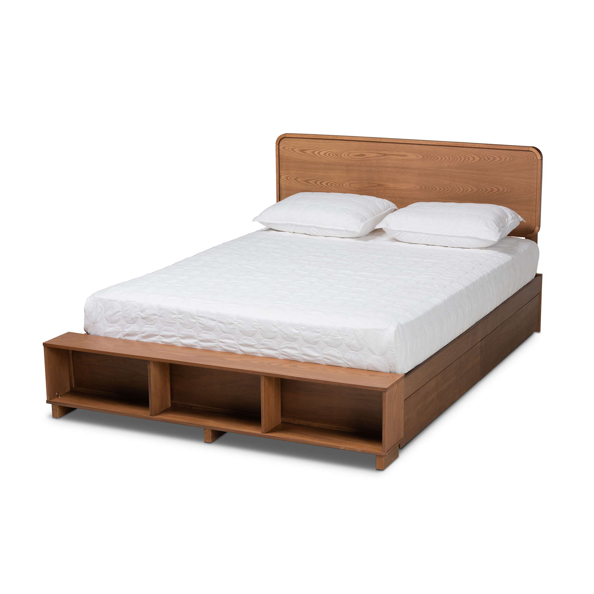 Baxton Studio Vita Modern Transitional Ash Walnut Brown Finished Wood 4-Drawer King Size Platform Storage Bed